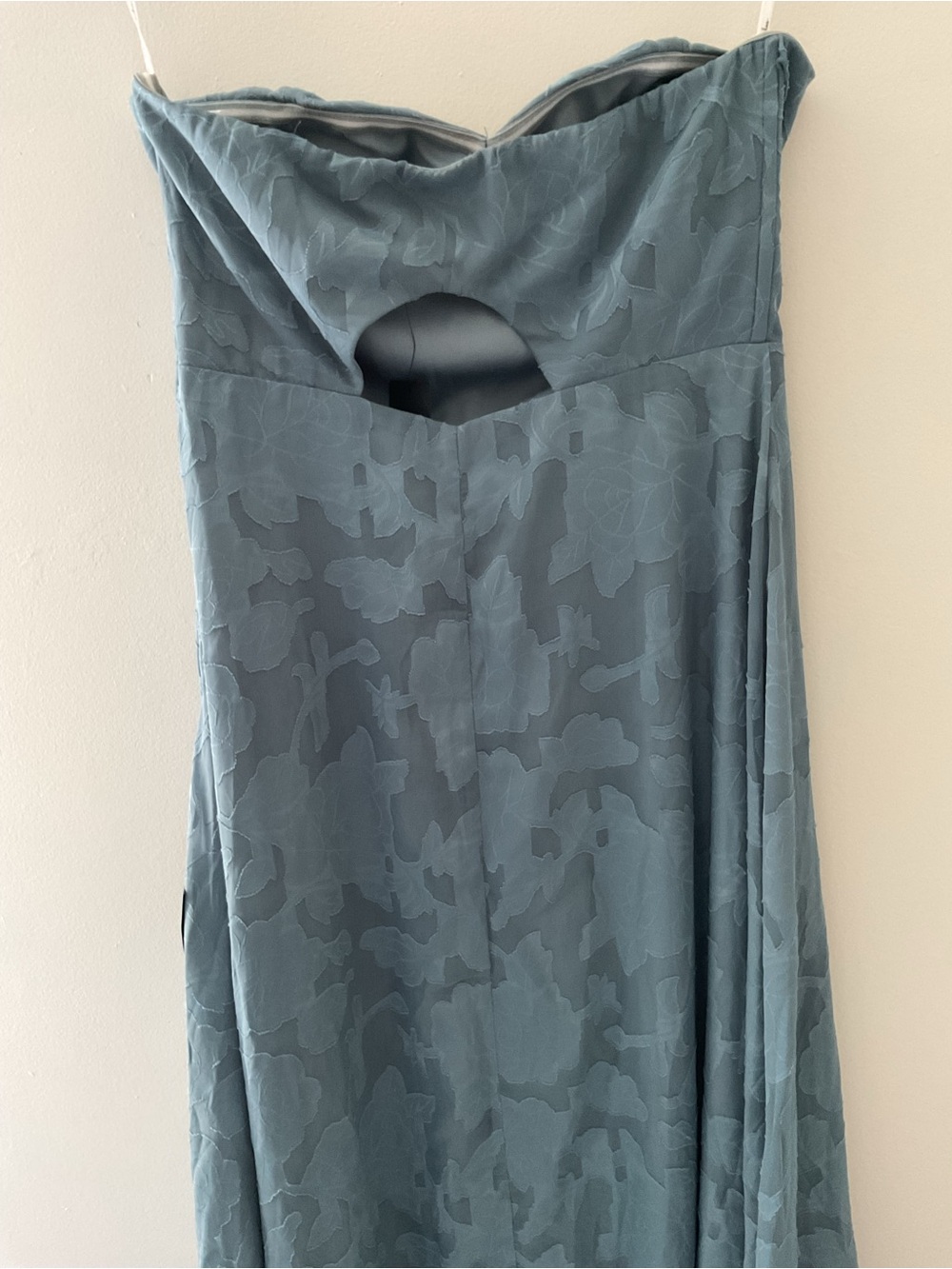 Lulus Garden Romance Dusty Blue Floral Burnout Strapless Maxi Dress NWT Large - Picture 7 of 13